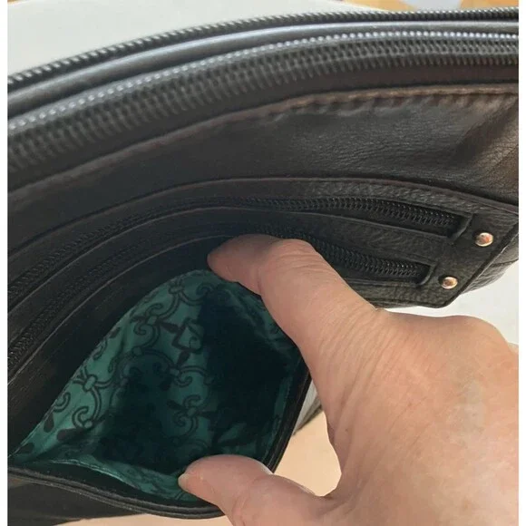 Stone Mountain Black Leather Hobo Crossbody Shoulder Bag Purse Buttery Soft - Picture 9 of 16